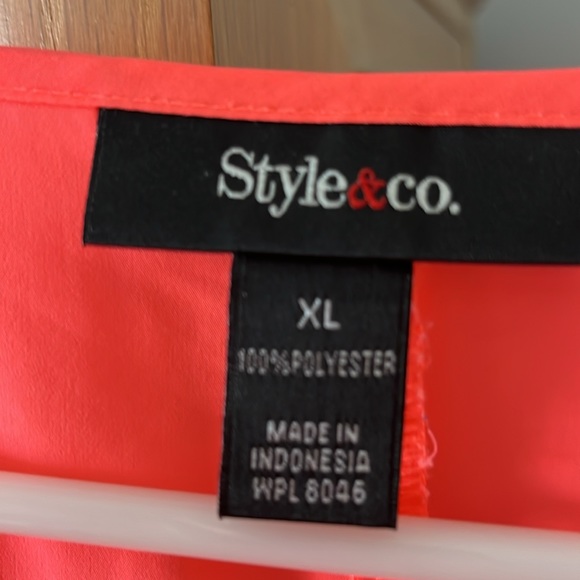 XL Style & Co Bright Orange Womens top knotted at waist - Picture 2 of 2